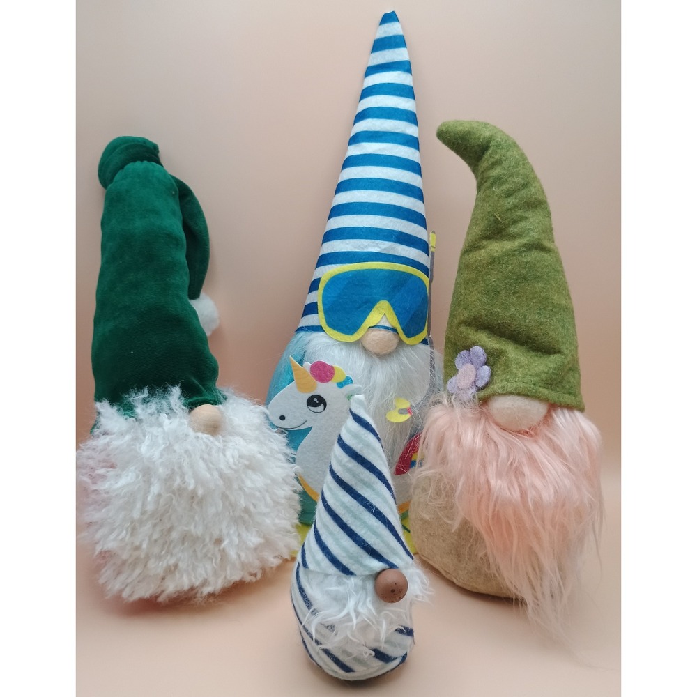 Set of 4 Decorative Plush Gnomes Summer Unicorn Holiday Spring Home Decor Set